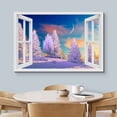 thumbnail image 3 of wall26 Canvas Print Wall Art Window View Vibrant Snowy Pine Tree Moon Forest Wilderness Nature Photography Realism Scenic Landscape Colorful Multicolor for Living Room, Bedroom, Office - 16"x24&, 3 of 5