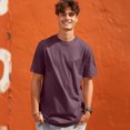 thumbnail image 4 of Dalix Lil Smile Midweight Garment Dye Soft Tee Short Sleeve Cotton Shirt Mens in Plum XL X-Large, 4 of 5