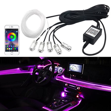 20 Ft RGB LED Car Interior Fiber Optic Neon Strip Atmosphere Light Kit APP 6M US