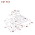 thumbnail image 7 of Twin Size Bed Frame with Bookcase Headboard, Wooden Twin Platform Bed with Trundle and 3 Storage Drawers, Twin Storage Bed for Girls Boys Teens, No Box Spring Needed, White, 7 of 7