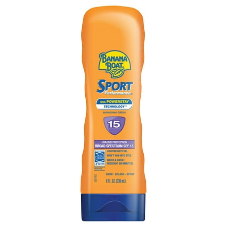 Banana Boat Sport Performance Lotion Sunscreen Broad Spectrum SPF 15 - 8 Ounces