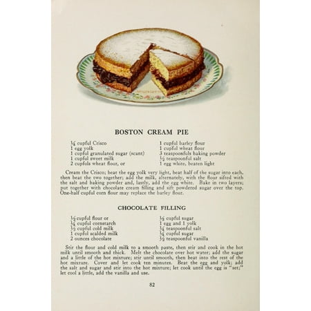War Time Recipes 1918 Boston Cream Pie Canvas Art - Janet McKenzie Hill (18 x (Best Boston Cream Pie In Boston)