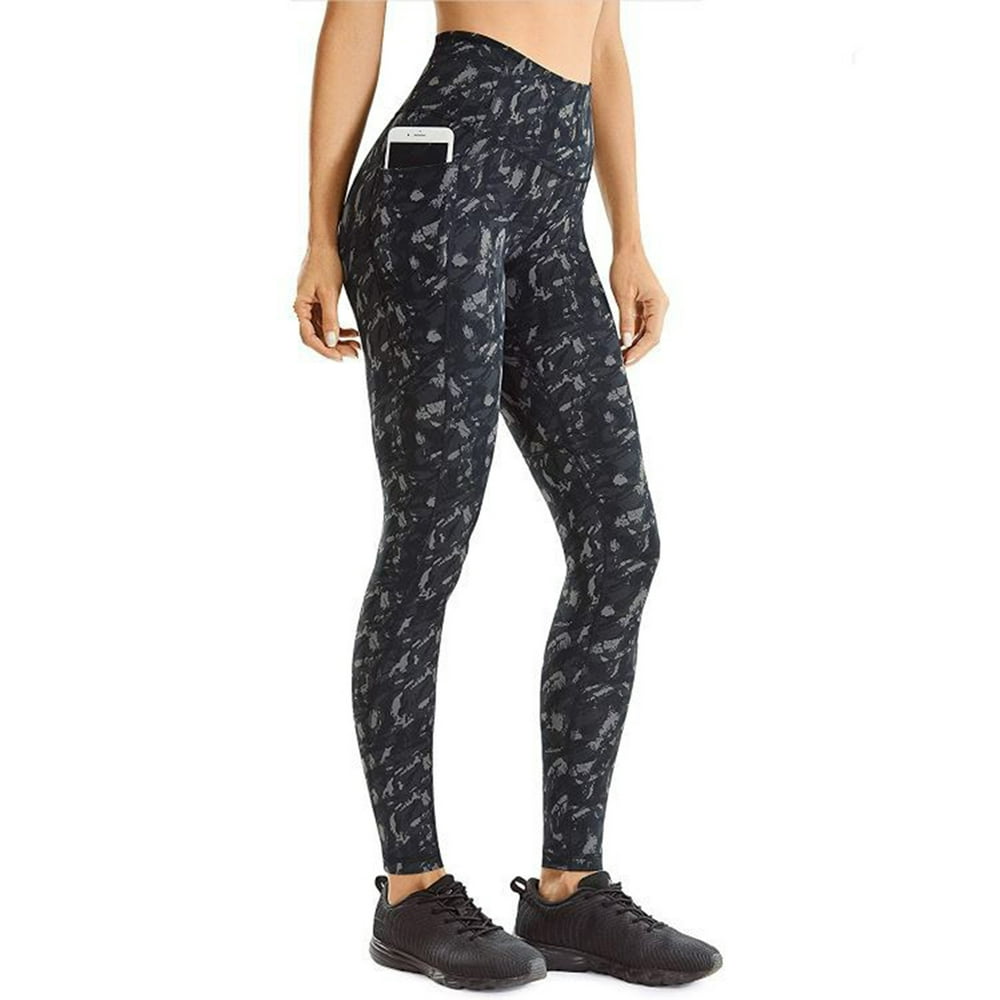 AMaVo Black Camo Pattern Yoga Pants for Women High Waist