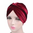 thumbnail image 4 of Envoltura de pelo plisada con torsión, sombrero musulmán, gorro elástico de moda para la pérdida de cabello, doble capa, color brillante, envoltura - rojo Baoblaze Turbante plisado, 4 of 5