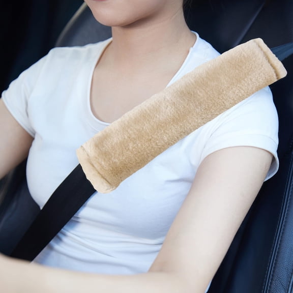 2 Packs Car Seatbelt Covers Shoulder Pad for More Comfortable Driving, Universal Seat Belt Cover for Handbag Camera Backpack Straps, Soft Faux Sheepskin Wool Seat Belt Cushion (Red)