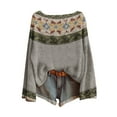 thumbnail image 1 of WTXUE Chandail Rétro Vintage à Imprimé Artistique pour Femmes, Blouses Légères, Hauts Boho Décontractés, Chandail Tricoté à Imprimé Léopard, Chandails à Manches Longues, Col Rond, Chandail Bohème Gris 3TG, 1 of 3