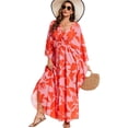 thumbnail image 4 of Vestido kaftán maxi Moss Rose con cuello en V y mangas murciélago 130 cm, 4 of 5