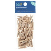 Hello Hobby Wood and Metal Clothespins, Brown and Silver, 50 Count