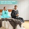 thumbnail image 2 of PMONPA Wearable Blanket Hoodie, Flannel Sherpa Fleece, Warm and Cozy Giant Sweatshirt for Adult, Woman and Man, One Size Fits All (Teal), 2 of 6