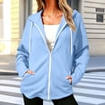thumbnail image 6 of Bosfbaoi Zip Up Hoodies for Women Contrast Zipper Drawstring Hood Long Sleeve Womens Jacket Loose Casual Sweatshirt with Side Pockets, 6 of 7