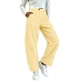 thumbnail image 2 of Hfnxid Barrel Pants for Women Baggy Striped Wide Leg Pant High Waisted Leisure Trousers Casual Activewear Pants Yellow S, 2 of 9