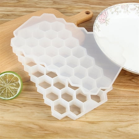 Pompotops Honeycomb Shape Ice Cube Maker Ice Tray Ice Cube Mold Storage Containers