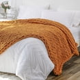 thumbnail image 1 of Chunky Knit Blanket Throw x Hand Knitted Chenille Throw Blanket Small Soft Thick Yarn Cable Knit Blanket Cute Rope Knot Crochet Throw Blankets for Couch Bed Sofa (Light ), 1 of 8