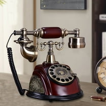 Vintage Rotary Dial Telephone - Antique Style Retro Working Phone with Zinc Alloy Handle and Advanced Circuit, Classic Old-Fashioned Design