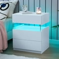thumbnail image 3 of LED Nightstand Modern Night Stand for Bedroom Bedside Table with 3 Wood Drawers End Side Table, 3 of 7