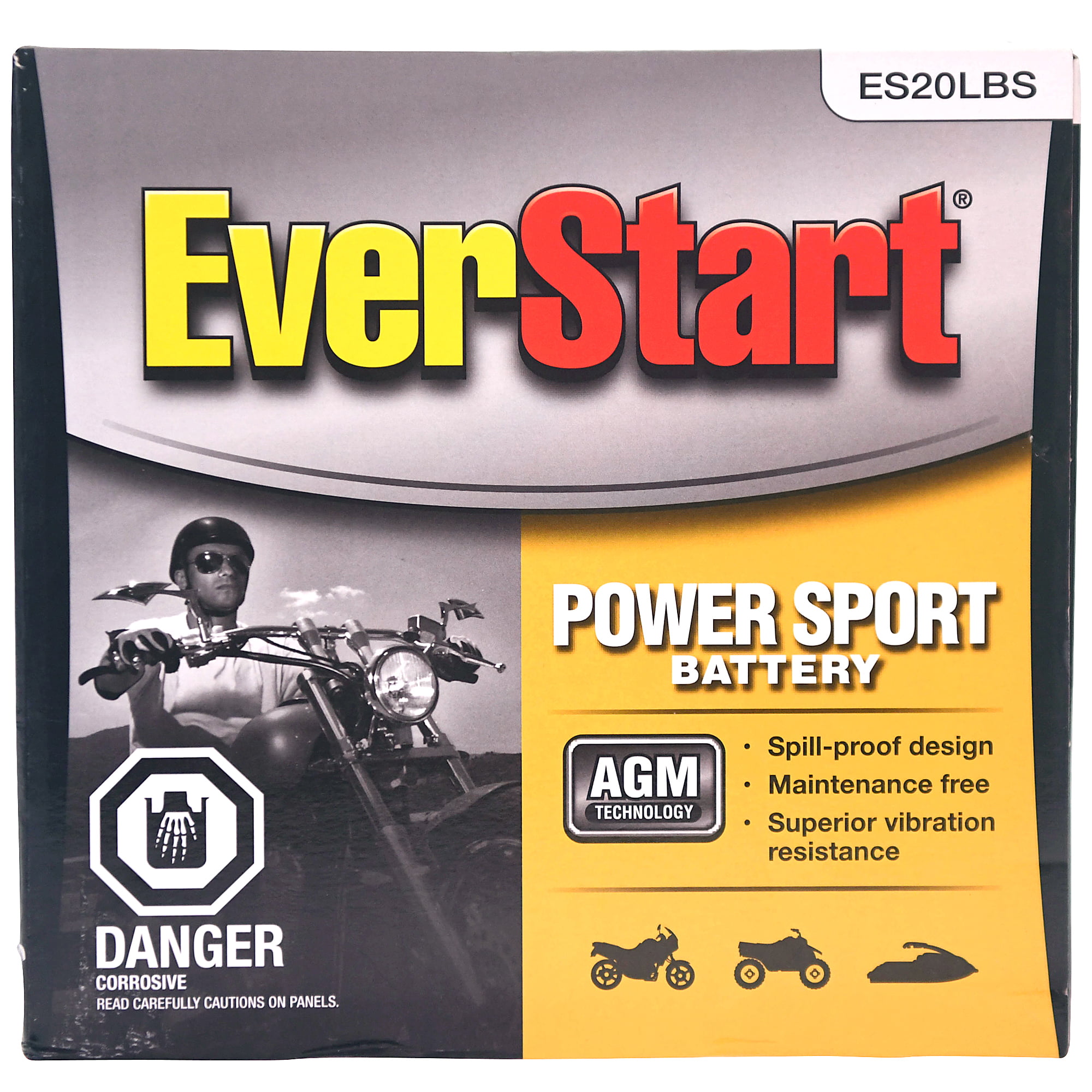 Everstart Agm Powersport Battery Group Size Es 20lbs 12 Volt 270 Cca Walmart Com