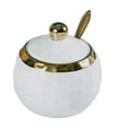 thumbnail image 4 of HLONK Ceramic Sugar Bowl Container with Lid and Spoon Spice Seasoning Box Ceramic Condiment Pot Condiment Jar for Counter White, 4 of 8