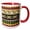 Red/White, variant on 3drose, Peru Pattern - Waves Diamonds and Stripes - Tan Yellow Brown Beige Green Red White South America, 11oz Mug