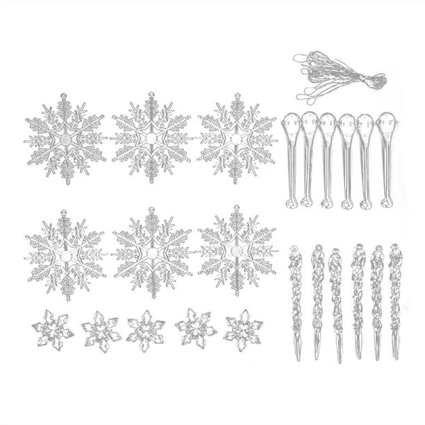 Colgante De Copo De Nieve De Navidad Colgante De Carámbanos Decoración De Acrílico De Carámbanos De Navidad Adorno De Copo De Nieve Con Honda Para Decoración De Regalo De Navidad 24 Piezas Eigraketly HA016824-00