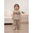 thumbnail image 6 of BemeyourBBs Toddler Baby Girl Football Outfit Cute Infant Girls Summer Clothes Embroidery Sleeveless Smocked Camisole Tank Top Wide Leg Pants Set, 6 of 9