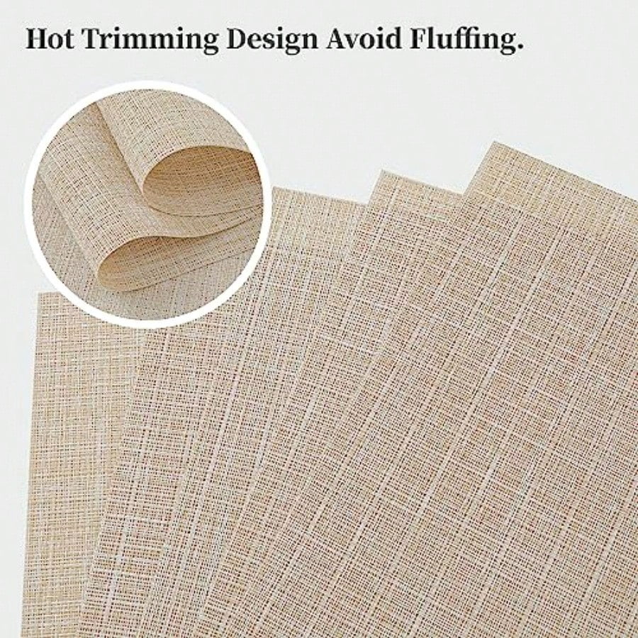 Beige Placemats Set of 20 - Heat Resistant Non-Slip Place mats for Dining Table Washable Durable PVC Vinyl Woven Table Mats Beige 20