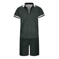 thumbnail image 4 of Men's Suits 3D Short Sleeve Beach Themed Sporty Shorts Set for Men with Tropical Style and Modern Bodysuit Fit, 4 of 5