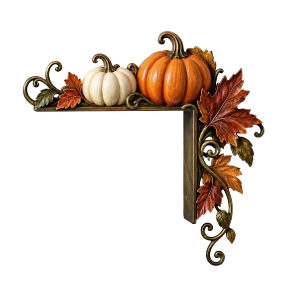 Pumpkin Wooden Door Topper Decoration, Cute Corner Statue for Door Frame Window, Rustic Fall Decor