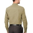 thumbnail image 2 of Men's Slim Fit Cotton Blend Stretch Button Up Long Sleeve Solid Dress Shirt (Khaki-2, L (16-16½) sleeve: 34/35), 2 of 3