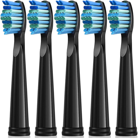 Electric Toothbrush Heads 5-pack For Fairywill Brush Heads Fw-507/508/551/917/959,fw-d1/fw-d3/fw-d7/fw-d8 Moderate Soft Bristle Replacement Brush (bla