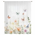 thumbnail image 2 of Spring Floral Sheer Curtains 45 Inches Long, Butterfly Summer Botanical Watercolor Light Filering Curtains, Breathable Simi Curtain Privacy Drapes for Kitchen Bathroom Small Window Treatment, 2 of 9