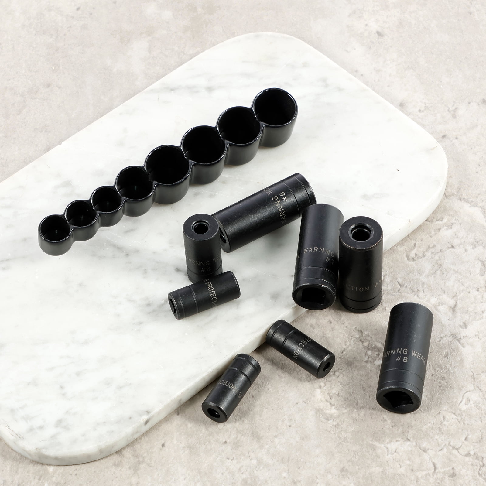 16 Pcs Tap Socket Set Use with 1/4inch and 3/8inch Drive Steel Tapping Socket Set with Storage Holder for Tapping in Tight Spaces