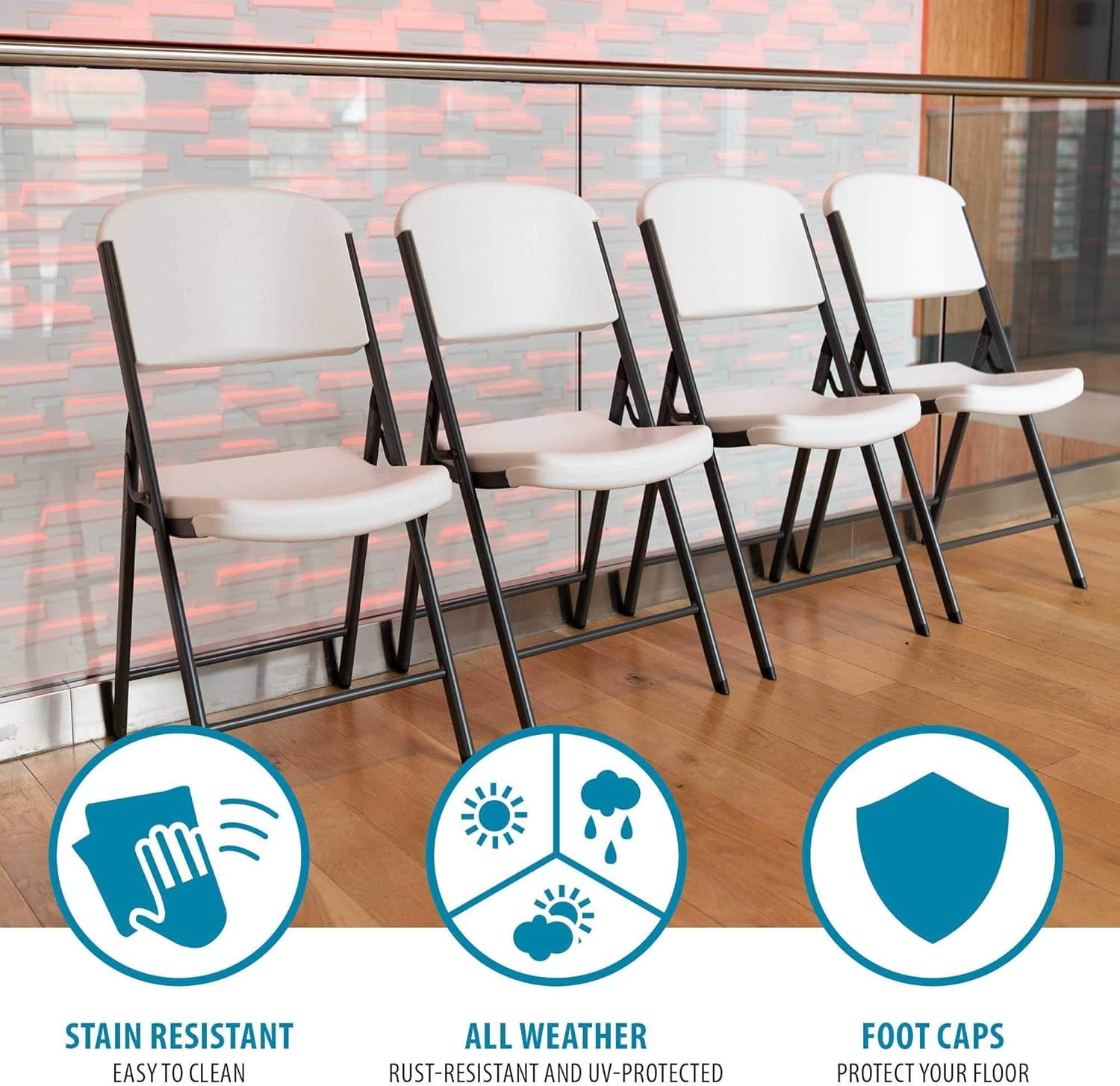 BalanceFrom Folding Heavy Duty Plastic Chair, Comfortable, Sturdy，Compact，500-Pound Capacity，for Home, Office, or Events，2-Pack/4-Pack/6-Pack，White & Black