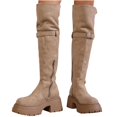 thumbnail image 2 of Lovzfmll Knee High Boots Women, Boots High Heel Warm, Mid Heel Round Toe Winter Snow Chunky Boots Casual Khaki Boots, 2 of 9