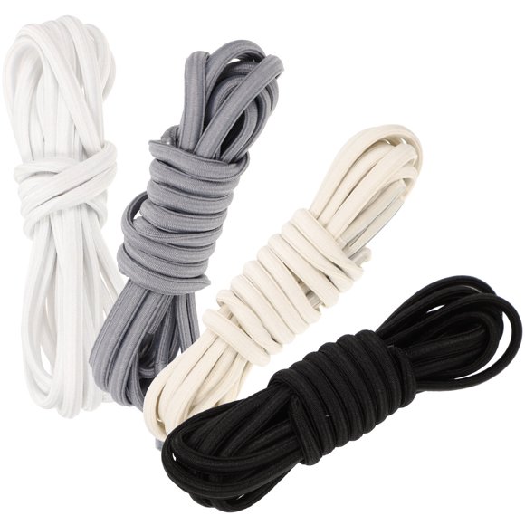 FONDOTIN Lacets de Espadrilles 4 Paires Blancs Sans Nœud pour Diverses Activités Longueur Personnalisée