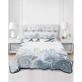 thumbnail image 2 of Full Size Quilt Bedding Set, Coastal Starfish Reversible Summer Quilt 3 Pieces, Ocean Weeping Coral Beach Conch Haze Blue Lightweight Bedspreads Coverlets with 2 Pillow Shams for All Seasons, 2 of 5