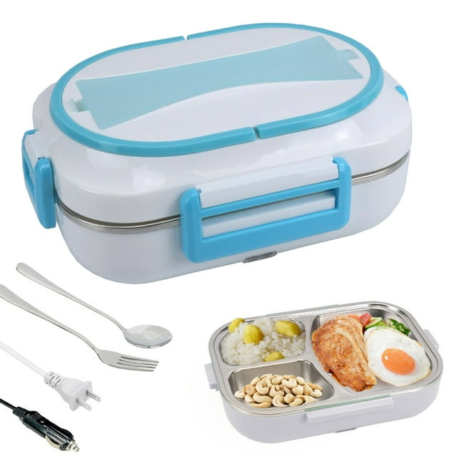 Wzzjkit Three Compartments Leakage Proof Heating Electrical Lunch Box Plug in Heat Preservation Two in One Lunch Box