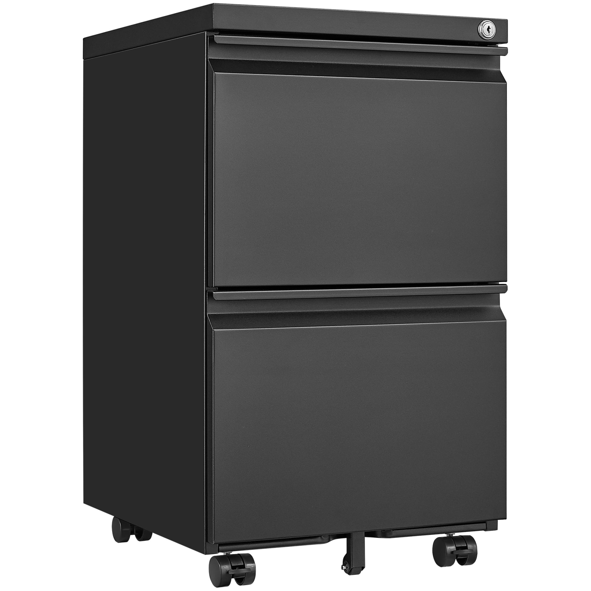 2 Drawer File Cabinet with Lock, Metal Under Desk Rolling Filing Cabinet for Home Office, Mobile Filing Cabinet