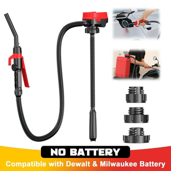 Cordless Fuel Transfer Pump Compatible with DeWalt 20V & Milwaukee 18V Batteries, 3.2 GPM Portable Fuel Pump with 51'' Hose and 3 Adapters, Gas Can Pump for Diesel, Gasoline(Bare Tool)