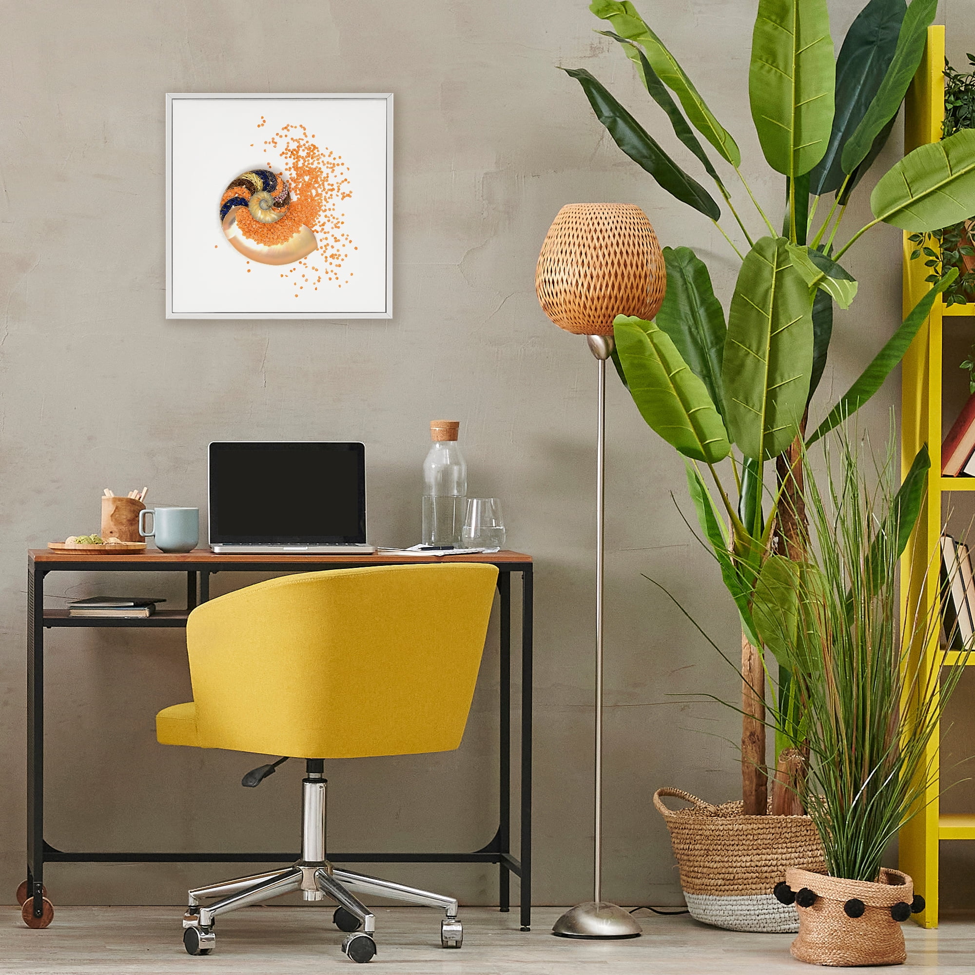 Stupell Industries Orange Nautilus Spiral White Framed Giclee Art, design by Beth Adoette
