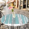 thumbnail image 3 of Cartoon White Trees Forest Elastic Fitted Round Table Cover Snow Blue Waterproof Outdoor Tablecloth for Holiday Party, Picnic, Patio & Dining Fits Tables Up to 36"-44", 3 of 8