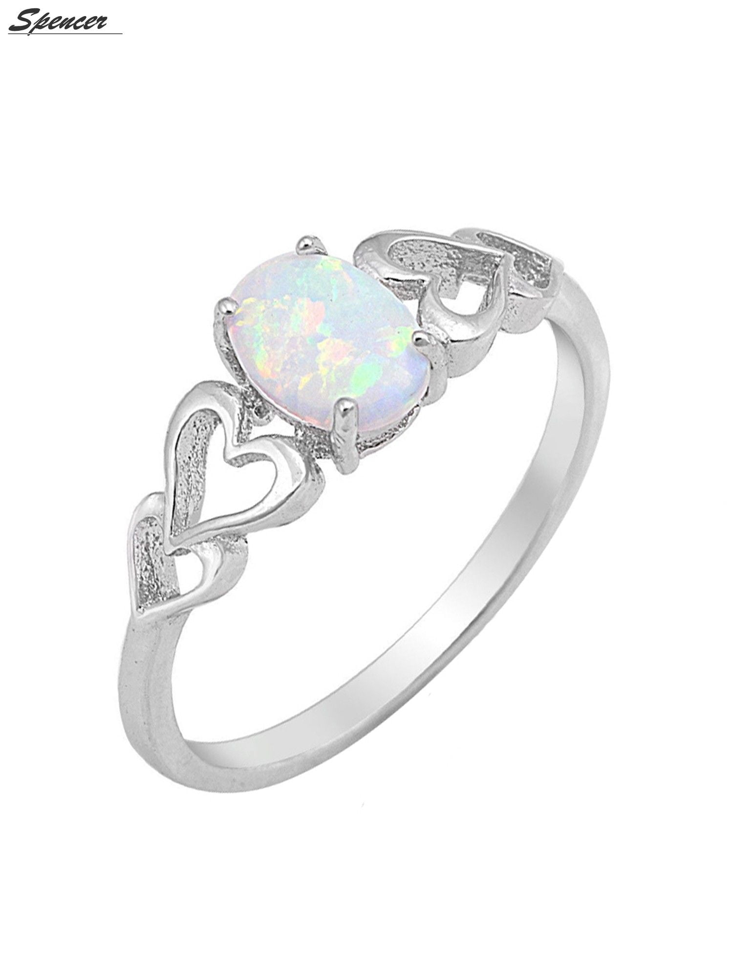 HOT 925 Sterling Silver White Fire Opal Gemstone Lady Jewelry Ring Size 6 7 8 9 