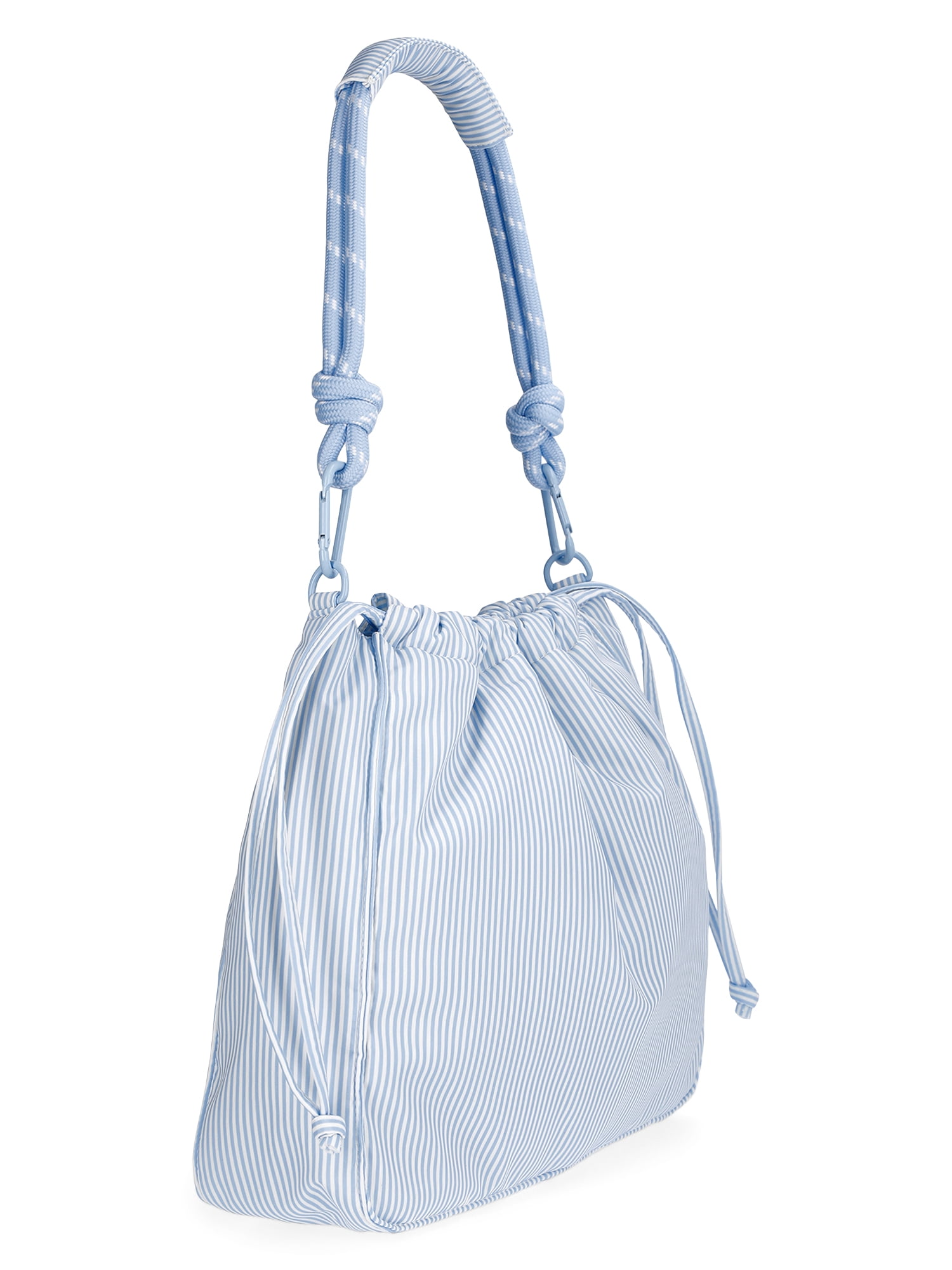 No Boundaries Women's Bungee Drawstring Bag, Blue Sky Stripe