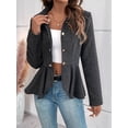 thumbnail image 4 of Elegante Blazer para Mujer, para Oficina, Trabajo, Negocios, con Dobladillo Peplum, Chaqueta Abierta con Diseño de Negro M, 4 of 9