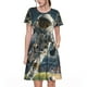 thumbnail image 1 of Disketp Astronaut Soccer Field para Vestido de Manga Corta para Mujeres, Vestidos de Verano para Mujeres, Casual y Holgado para la Playa, 1 of 6