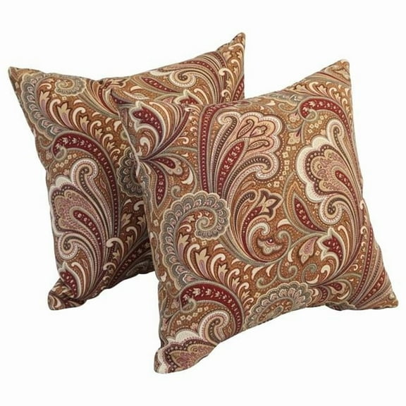 Blazing Needles 9910-S2-OD-182 17 in. Square Polyester Outdoor Throw Pillows, Merona Cinnabar - Set of 2