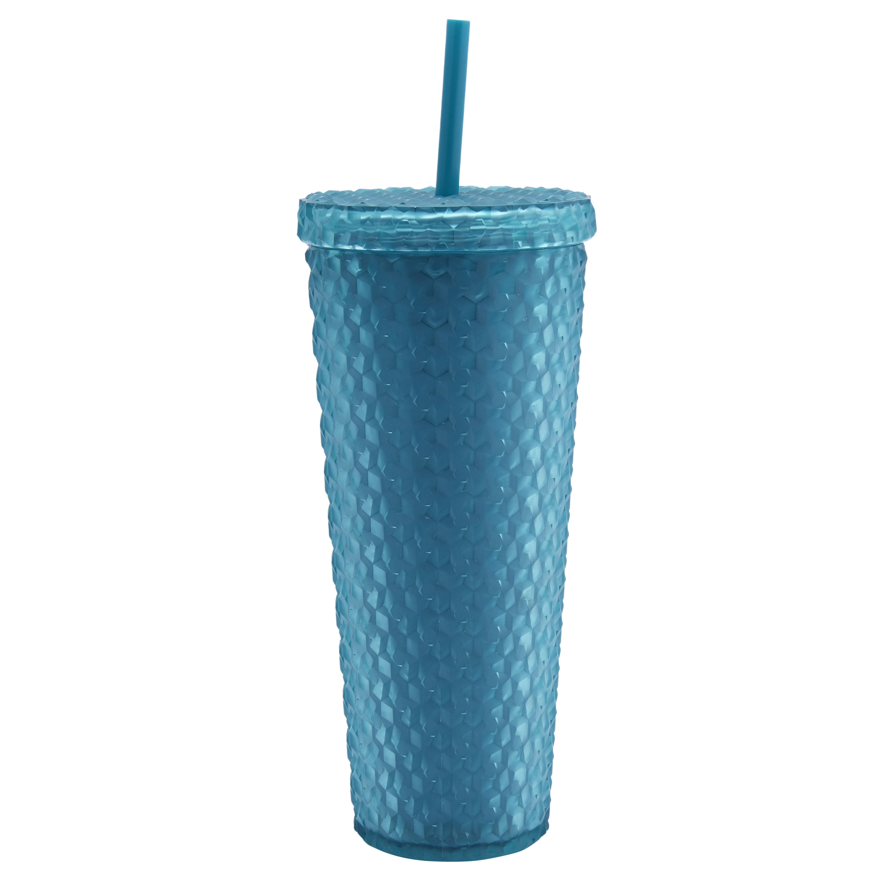 Mainstays 4-Pack 26-Ounce Textured Tumbler with Straw, Matte Teal