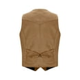 thumbnail image 4 of Aueoeo Suede Leather Vests For Men Vintage Cowboy Button Up Sleeveless Jacket Slim Fits Wedding Waistcoats, 4 of 7