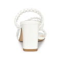thumbnail image 2 of BLISSFUL STEP Square Toe Braided Block Heels Sandals for Women White (Size 8.5), 2 of 6