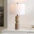 thumbnail image 5 of SAFAVIEH Nara 25" Mid-Century Travertine Grey Table Lamp with White Shade, 5 of 6