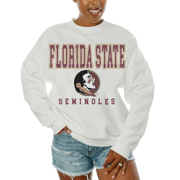 Women's Gameday Couture  White Florida State Seminoles Freestyle Fleece Pullover Sweatshirt